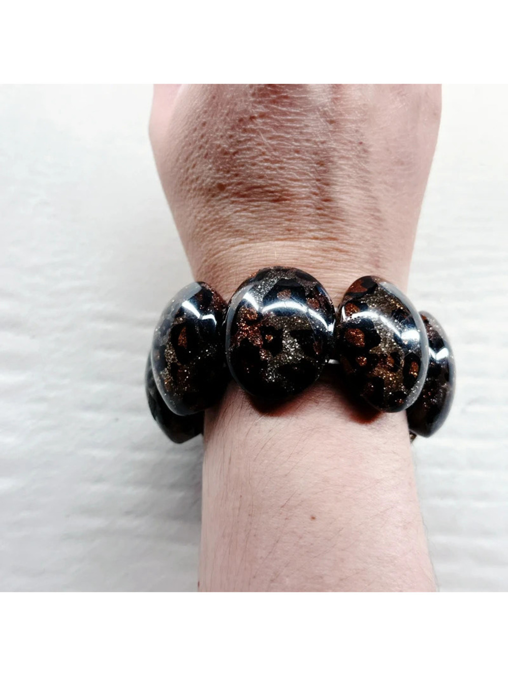 5479gc. Glitter Animal Print Stretch Bracelet